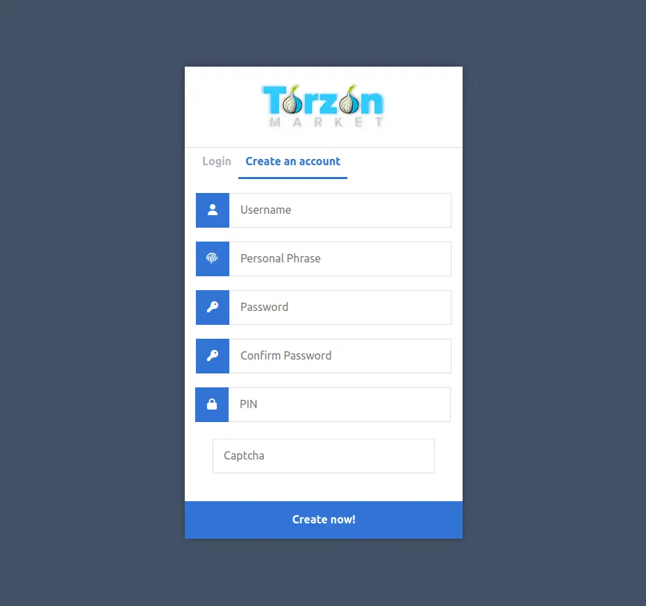 TorZon Login Interface